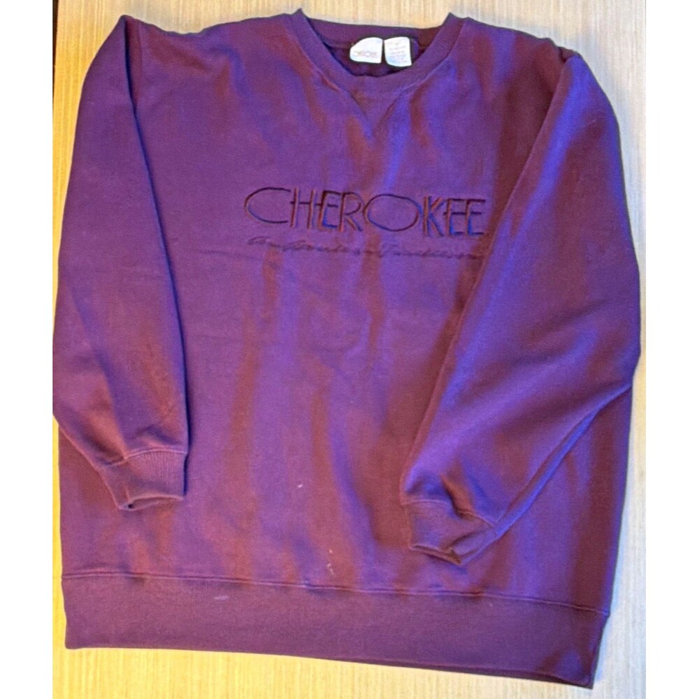Cherokee Women's Purple Fleece Logo Pullover Sweatshirt Streetwear Grunge Work M